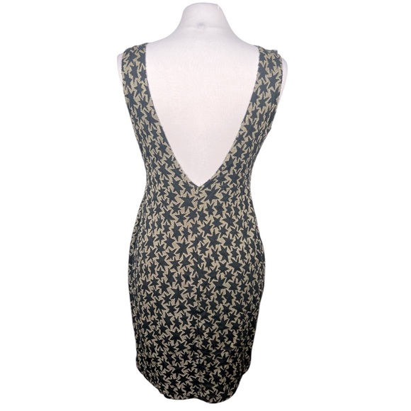 Vintage Metallic Gold & Black Star Print Knit Low V-Back Dress Jumper - Picture 4 of 5